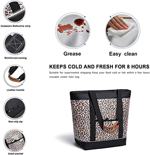 Insulated Cooler Bag Reusable Grocery Tote Bags Transport Large Lunch Box for Women