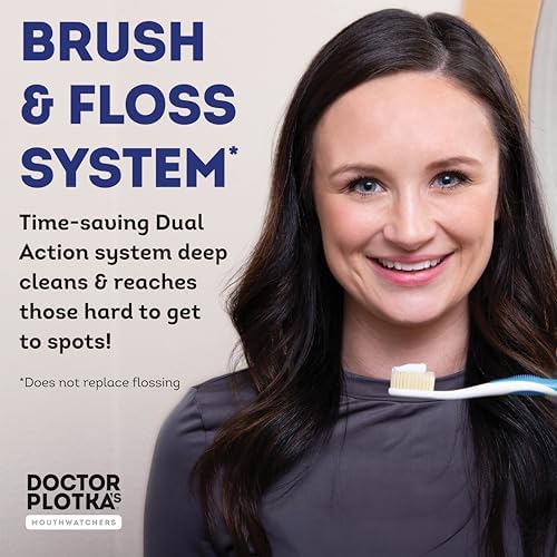 MOUTHWATCHERS Soft Flossing Manual Toothbrush, Adults, 4-Pack, Blue