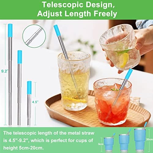 Kynup Reusable Metal Travel Straws with Case & Cleaning Brushes (4Pack)