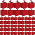 Zhehao 60 Pcs Reusable Grocery Bags Bulk Large Foldable Shopping Tote Bags Non Woven with Handle and Plastic Button(Red)