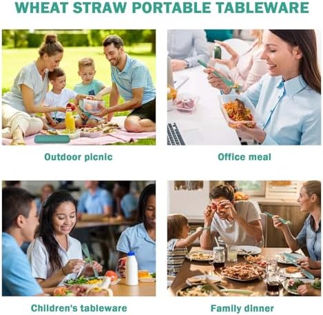 Large Reusable Travel Utensils with Case, Plastic Camping Cutlery Set