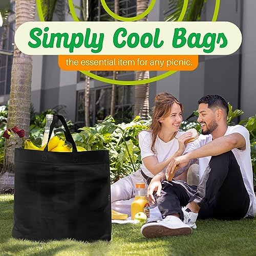 Simply Cool 50 Pack Reusable Grocery Bags, Medium Tote Bags Bulk, Black