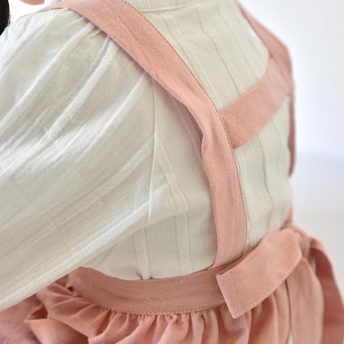 ODIZLI Frill Apron for Women Cotton Cross Back Vintage Ruffle Apron for Garden Cooking Aprons