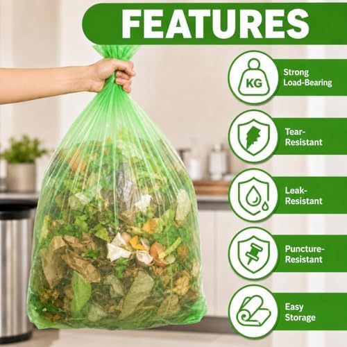20 Gallon Compostable Trash Bags- 75L Compostable Organic Garbage Bags 100 Count,Large Biodegradable Bags for Household/Garden/Kitchen