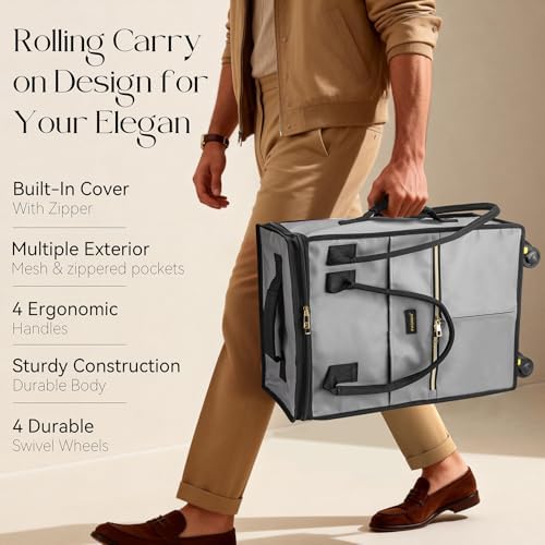 PASMAN Reusable Foldable Rolling Grocery Bag on 4 Wheels,Small,Matte-Orange