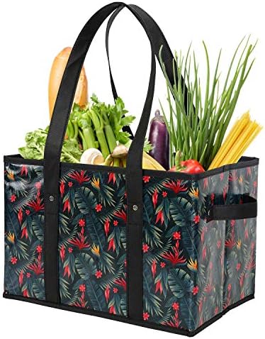 Foraineam Reusable Grocery Bags Set Durable Heavy Duty Tote Bag Collapsible Grocery Shopping Box Bag with Reinforced Bottom