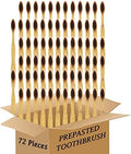 Bamboo Toothbrush Prepasted Disposable Toothbrsuh Soft Bristles Prepasted Toothbrush,Disposable Toothbrsuh (72 Pieces Brown)