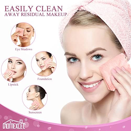 HOMEXCEL Premium Makeup Remover Cloth 24 Pack Reusable Soft Cleansing Cloth