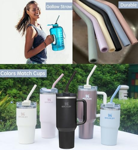 Pastel Color 14” Extra Long Silicone Replacement Straw for 40 oz Stanley Cup, Reusable Flexible Tall Giant Big Drinking Straw for Quencher Tumbler,1Gallon/64 oz Water Bottle,Hydro Jug-6 pack