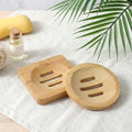 2 Pcs Bamboo Soap Dish Holders, Shower Steamer Holder, Round Natural Wooden Soap Trays, Rustic Bathroom Accessories for Kitchen Bathroom Accessories(Round and Square)