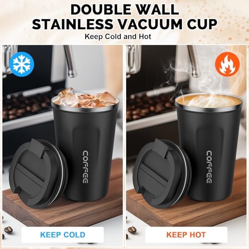 CS COSDDI 12 oz Coffee mug - Stainless Steel Coffee Cup with Leakproof Lid