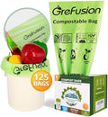 GreFusion Compostable Bags 1.2 Gallon,125 Count, Fits 0.75,1,1.2,1.3,1.6,1.8 Gallon Countertop Bin, Small compost bags, Certified by BPI, ASTM D6400 and OK Compost