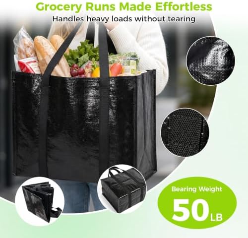 10 Pack Reusable Grocery Bags with Handles Waterproof Shopping Tote Bags