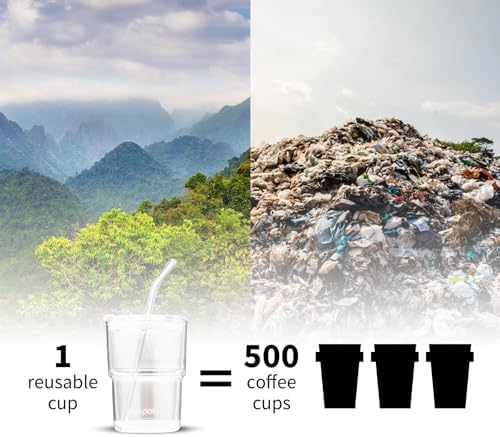 BLUEPOLAR 13oz/400ml Glass Water Tumbler with Straw and Lid Sealed Carry on Thick Wall Iced Coffee Cup for Water, Iced Tea, Fruit Juice (White with Protective Sleeve)