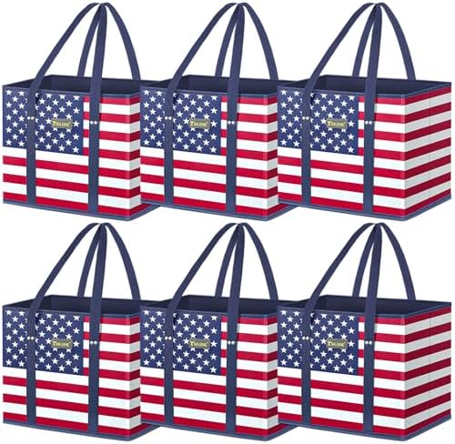 BALEINE 6PK Reusable Grocery Bags, Heavy Duty Shopping Tote Bag