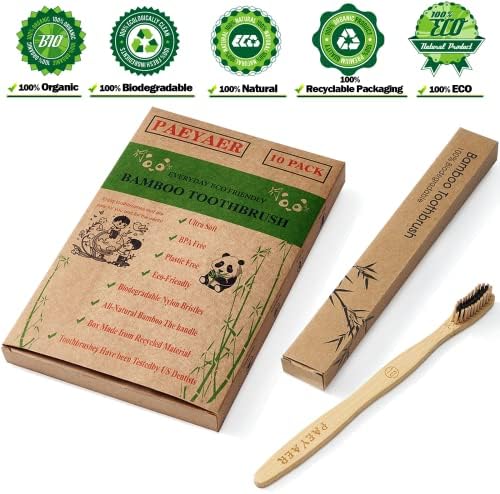 20 Count Bamboo Toothbrushes (Soft+Medium), Natural Wood Toothbrush Bulk, Eco-Friendly, BPA Free, Biodegradable & Compostable Charcoal Wooden