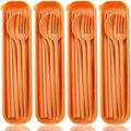 ELANE 4 Sets Reusable Travel Utensils Set with Case,Camping Cutlery Set Reusable Cutlery Set with Case,Utensil Sets for Lunch Picnic Daily Use Outdoor (orange)