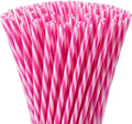 Honeydak 50 Pcs Reusable Plastic Straws Bulk,Rose Red Stripe
