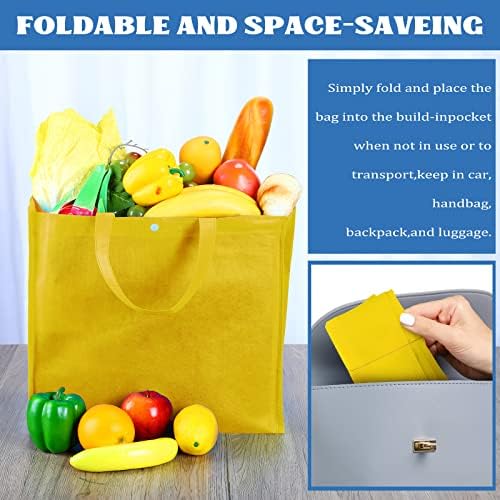 Zhehao 60 Pcs Reusable Grocery Shopping Bags, Non Woven Tote, Multicolor