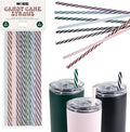 24-Pack, Reusable Straws - Candy Cane, Plastic Straws Reusable, BPA Free, Dishwasher Safe, Multicolor, Replacement for Tumblers, Fits 20oz 30oz 40oz