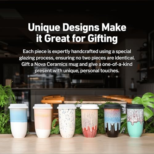 NOVA CERAMICS Travel Mug On the Go Coffee Tumbler Microwave & Dishwasher Safe Green Tumbler - Gifts For Women Men Him Her 16oz Nebula