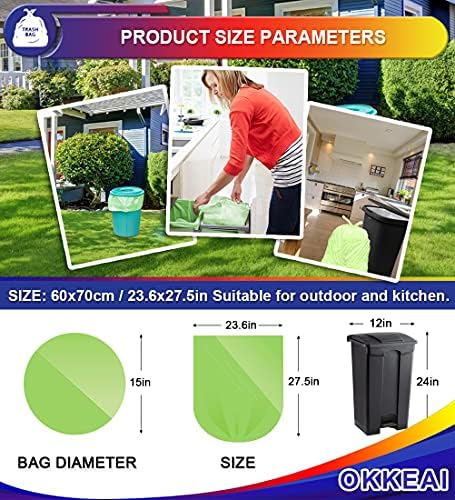 OKKEAI Blue Trash Bags 8 Gallon, Medium Garbage Bags for Kitchen, 60 Count