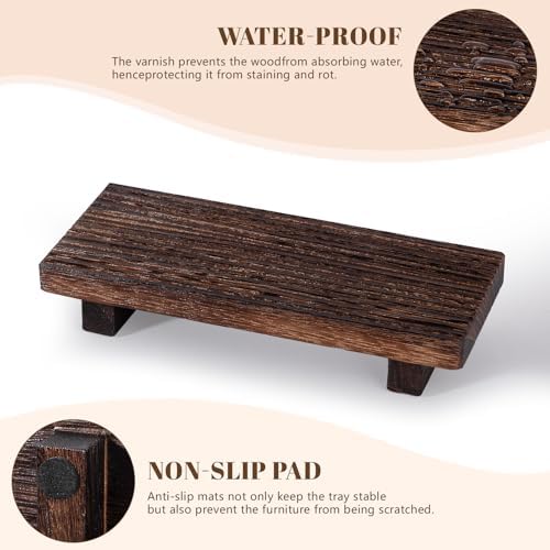 Bathroom Tray Farmhouse Decor Kitchen Soap Holder, 8.7" * 3.6" Dark Brown