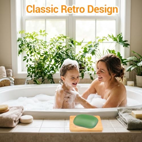 3PCS Bamboo Soap Holder Wooden Soap Dishes for Bathroom, Natural Soaps Dish Self-Draining Bar Soaps Holder Set (Round, Square, Rectangle) for Shower, Sink, Bathtub, and Home Accessories