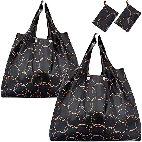 KINGMAS Reusable Grocery Bags, Eco-Friendly Folding Tote Shopping Bag fits in Pocket, Washable Waterproof Nylon Pouch Bags