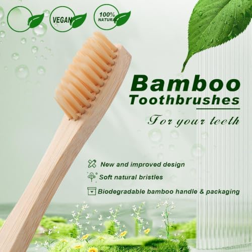Sieral 240 Pcs Bamboo Toothbrushes Bulk, Soft Bristle Bamboo Toothbrush