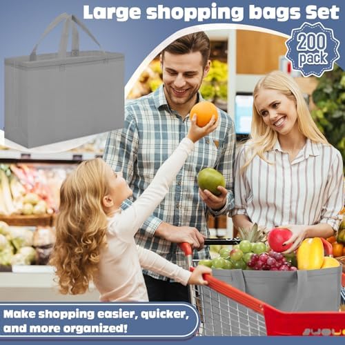 Windyun Reusable Grocery Bags Large Non Woven Shopping Bags with Handles Foldable Portable Tote, 16x6x12 Inch