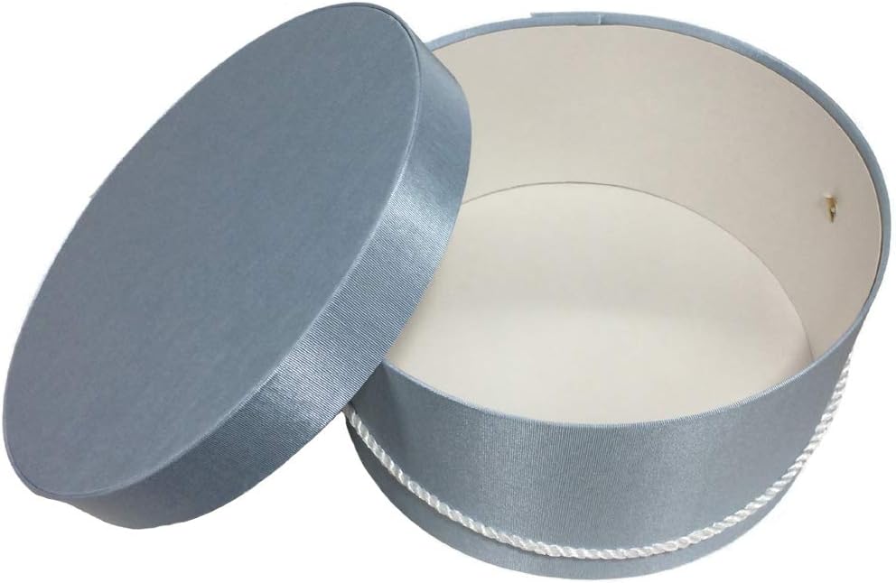 Sarah's Hat Boxes Classic Light Blue Hat Box – 18.5" x 9.5" (Dia. x Ht.) Handmade in USA – Odorless Non-Toxic Adhesive, Cording Handle – Premium Storage for Hats & Accessories