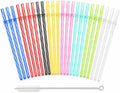 25 Pack 9 Inch Clear Reusable Plastic Straws with Cleaning Brush, BPA-Free Dishwasher Safe Tumbler Straws for 16 oz & 20 oz Cups, YETI, Mason Jars, Iced Coffee and Travel Cups