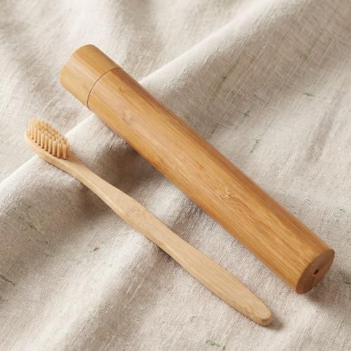 4PCS Travel Bamboo Toothbrush Case - Empty Portable Reusable Toothbrush Tube with Cover for Travel Trip Camping - Personal Tools Container Holder Organizer