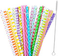 JANYUN 30Pcs Colorful Reusable Plastic Straws with Cleaning Brush