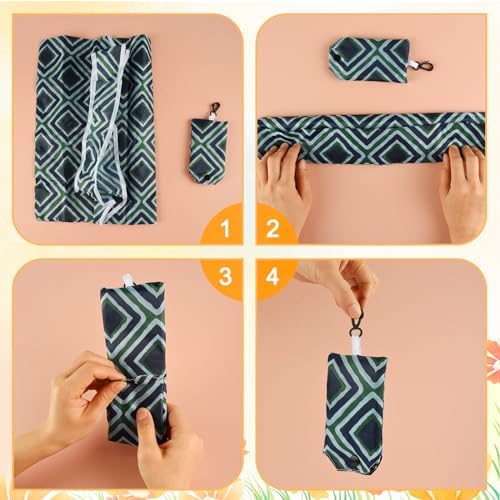 MIAHART Reusable Grocery Bags - Foldable, Cute Tote Bags - Waterproof Nylon