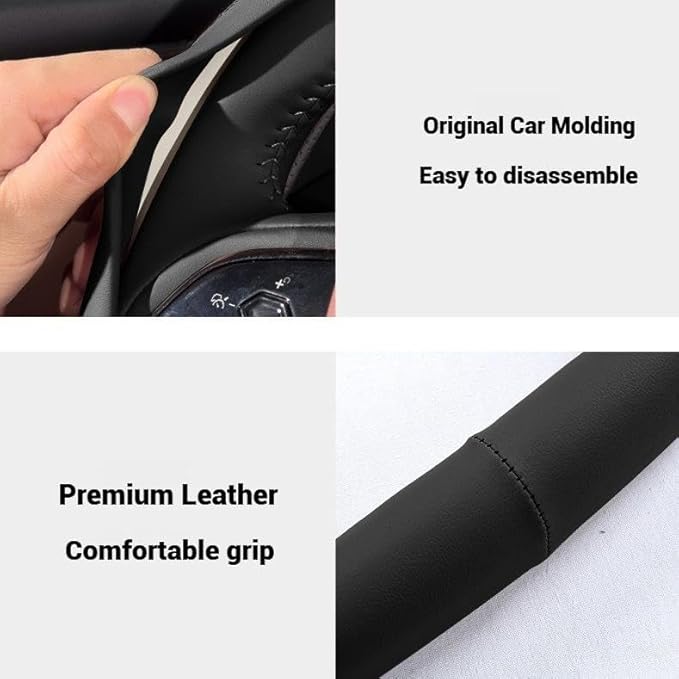 Leather Steering Wheel Cover 15 Inches Car Steering Wheel Cover Stretchy Easy Installation Durable Breathable Non-Slip for Honda Civic Accord Fit CRV HRV Pilot Odyssey Accessories -Grey