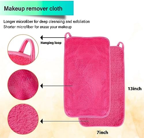 Nugilla Makeup Remover Cloths, 8 Packs Makeup Remover Towels Reusable Face Wash Cloth, Soft Microfiber Face Cloth for Women