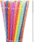 Jovitec 50 Pcs 11 Inch Reusable Plastic Straws with Brush, 10 Colors