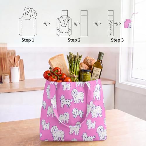 Stelle Lightweight Reusable Grocery Bag with Handles Ripstop Nylon Foldable Tote Shopping Bags for Travel and Groceries