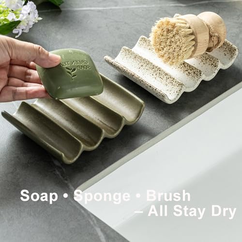 Bar Soap Holder, Ceramic Soap Dish for Shower, Bathroom Soap Saver