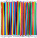 [Individually Wrapped] 200 Pcs Colorful Flexible Plastic Straw