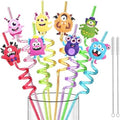 24 Reusable Monster Silly Crazy Straws for Kids School Birthday Party Favor