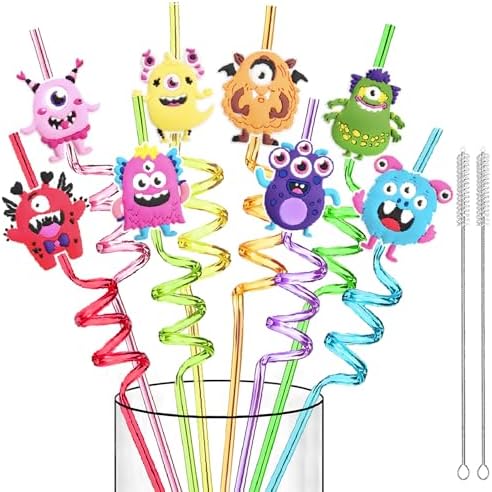 24 Reusable Monster Silly Crazy Straws for Kids School Birthday Party Favor
