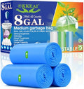 OKKEAI 8 Gallon Kitchen Trash Bags, 30L Blue Garbage Bags, 60 Count