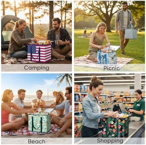 BALEINE Insulated Reusable Grocery Bags with Zippered Top, Large Cooler Bag