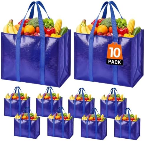 Reusable Grocery Bags, Waterproof & Foldable Shopping Bags Stand Upright