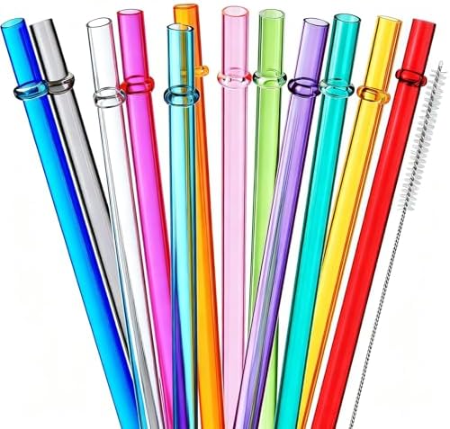 ALINK 24 Pcs Reusable Straws, 10.5 Inch Long Tritan Hard Plastic Straws with 4 Brushes, 12 Colors Clear Repacement Straw for 30oz 20oz 16oz Tumbers, Stanley, Starbucks, YETI, Mason Jars, BPA Free