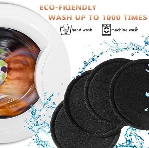 Foaincore 40 Pcs Reusable Makeup Remover Pads with Mesh Storage Bag and Bamboo Box Washable Bamboo Cotton Rounds Soft Reusable Face Pad for Toner Skin Various Skin Care Products(Black)