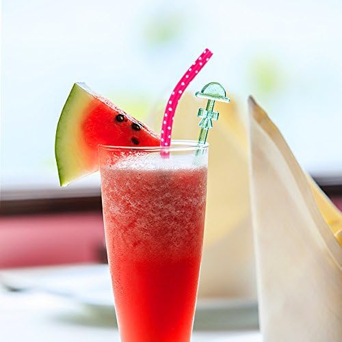 JANYUN 30 Pcs Reusable Plastic Straws, Colorful Printing Hard Plastic Straw